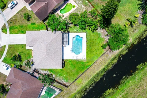 an aerial view of a house