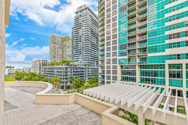 a view of building with balcony
