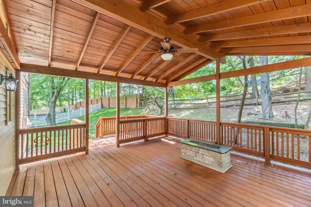 a view of porch with green space