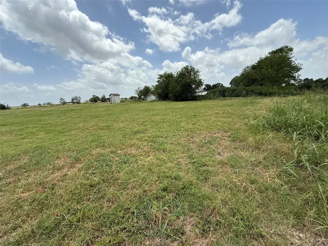 a view of a field with an ocean