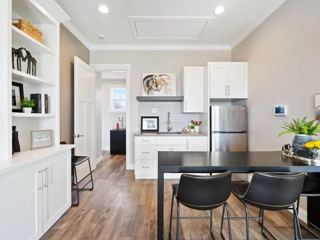 a view of an ocean and a yard