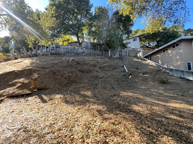 a backyard of a house with lots of green space