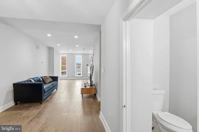 a living room with furniture and a couch