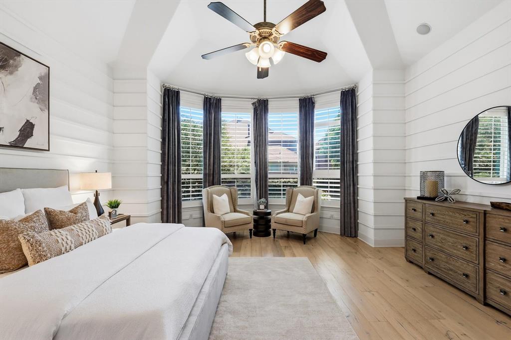 1933 Snapdragon Road Frisco, TX 75033 - Photo 18 of 40 Bedroom with wood-finish flooring and white shiplap walls