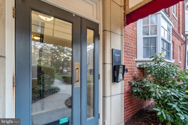 a view of a glass door with a glass door