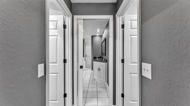 a view of a room with racks on the wall