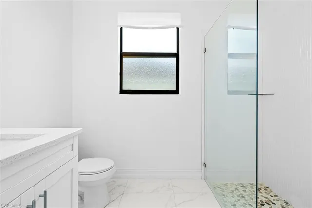 a bathroom with a toilet a sink a vanity and mirror