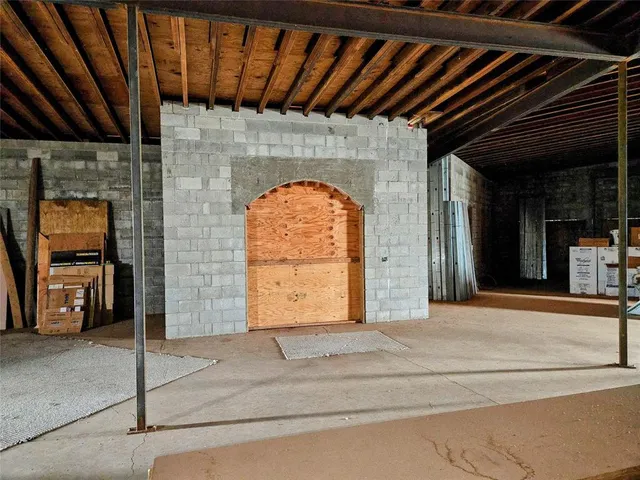 a view of a porch with seating space