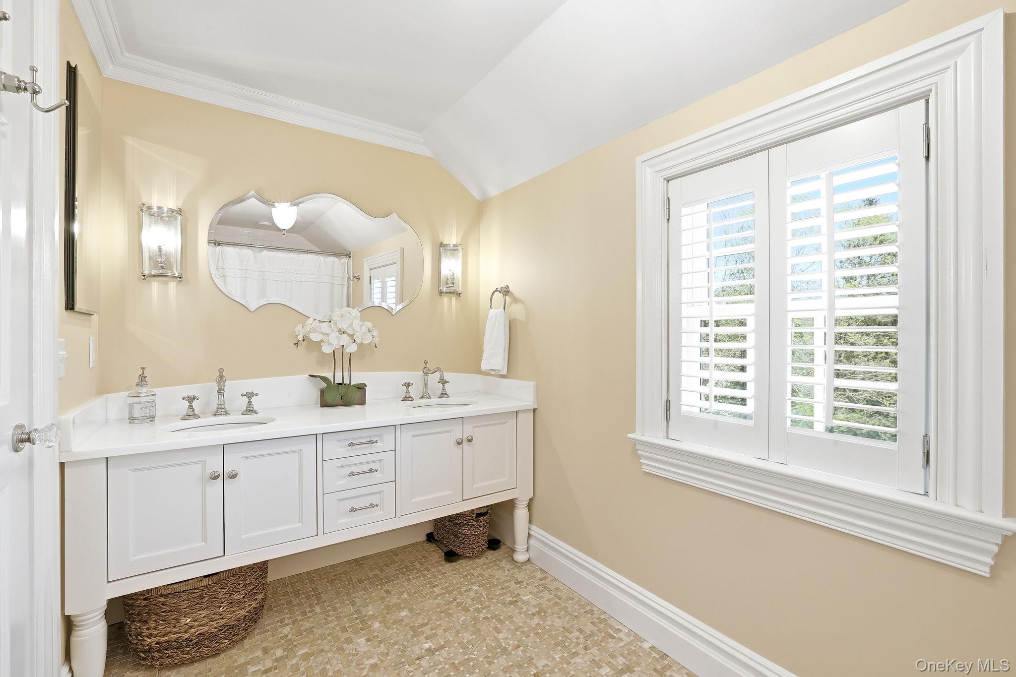 14 Annandale Road Chappaqua, NY 10514 - Photo 32 of 40 a spacious bathroom with a double vanity sink and a mirror