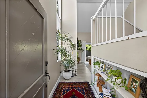 a view of balcony and wooden floor
