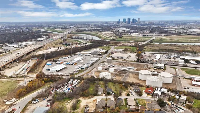 an aerial view of residential building with parking space