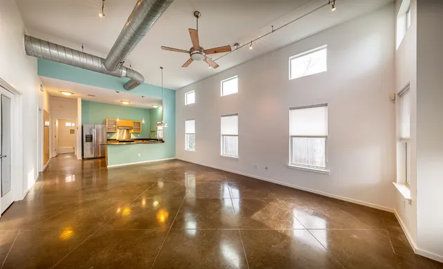 a view of a livingroom with a window