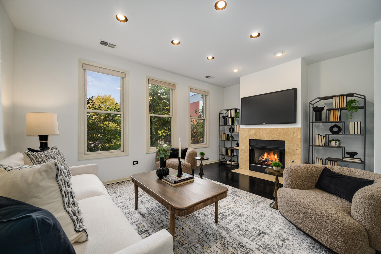 1036 North Crosby Street Chicago, IL 60610 - Photo 6 of 28 a living room with furniture flat screen tv and a fireplace