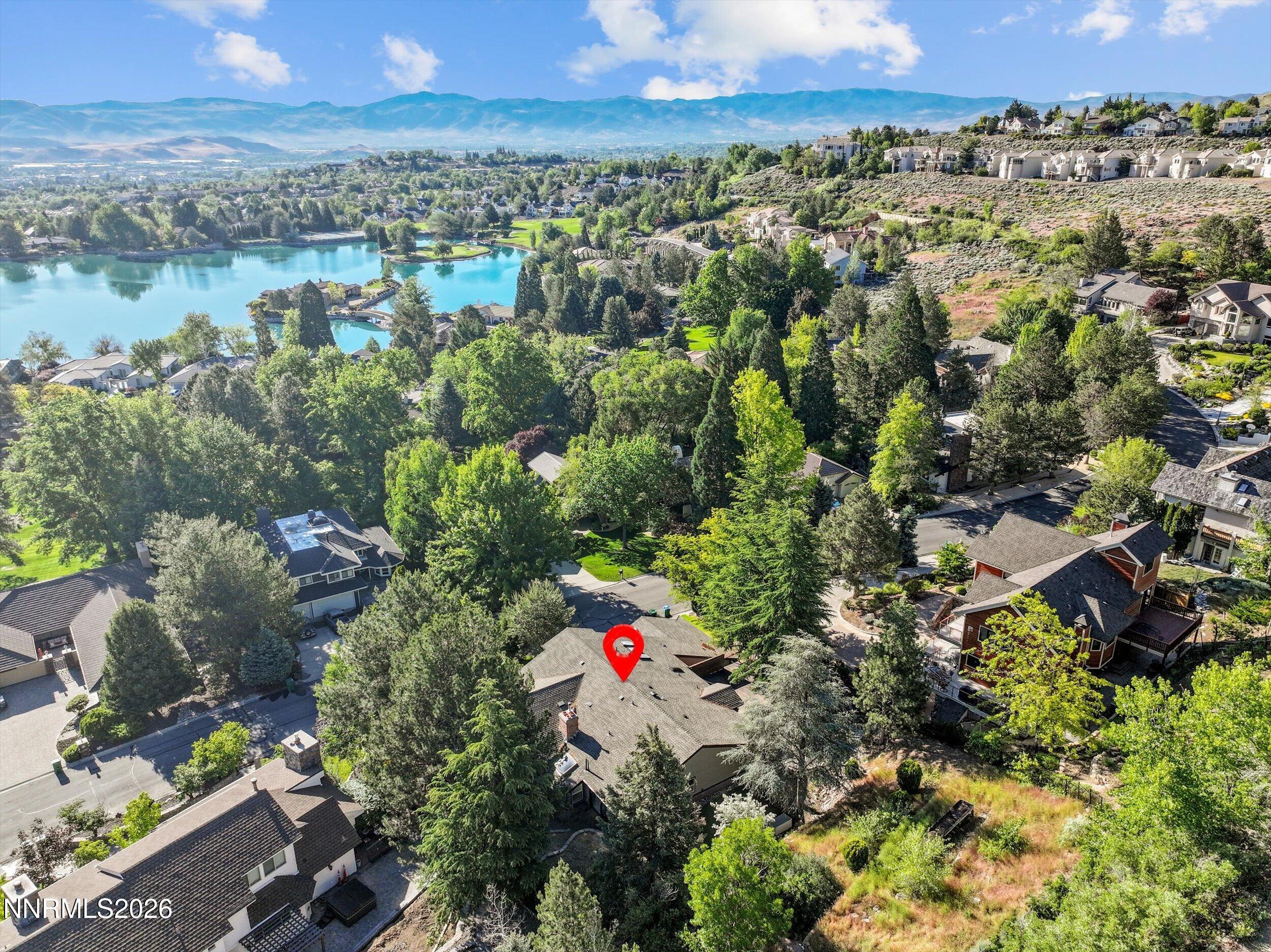 2725 West Lake Ridge Shores Reno, NV 89519 - Photo 48 of 49 an aerial view of residential house with outdoor space and river