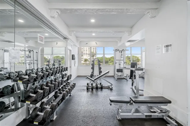 a view of a room with gym equipment