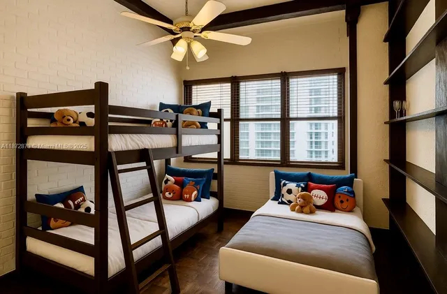 a bed room with furniture and a window