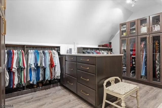 walk in closet with clothes and shoes