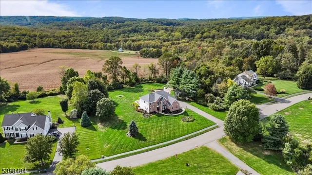 a view of a lake with a yard