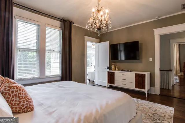 a view of balcony with couch and wooden floor