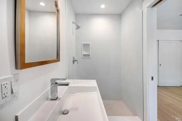 a bathroom with a sink and a tub
