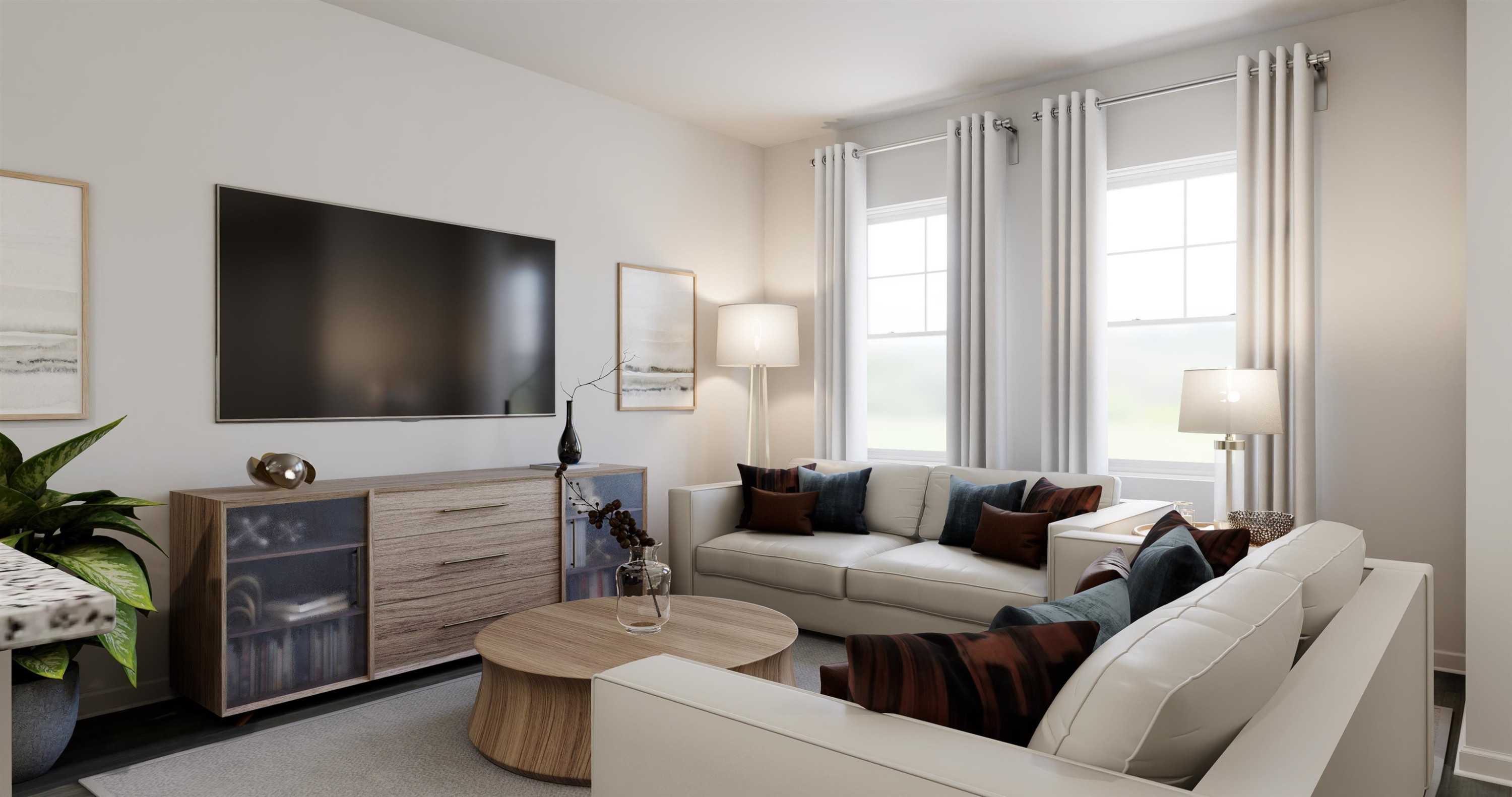 5019 Microcline Trail, Unit 813 MEREDITH B Raleigh, NC 27610 - Photo 6 of 16 a living room with furniture and a flat screen tv
