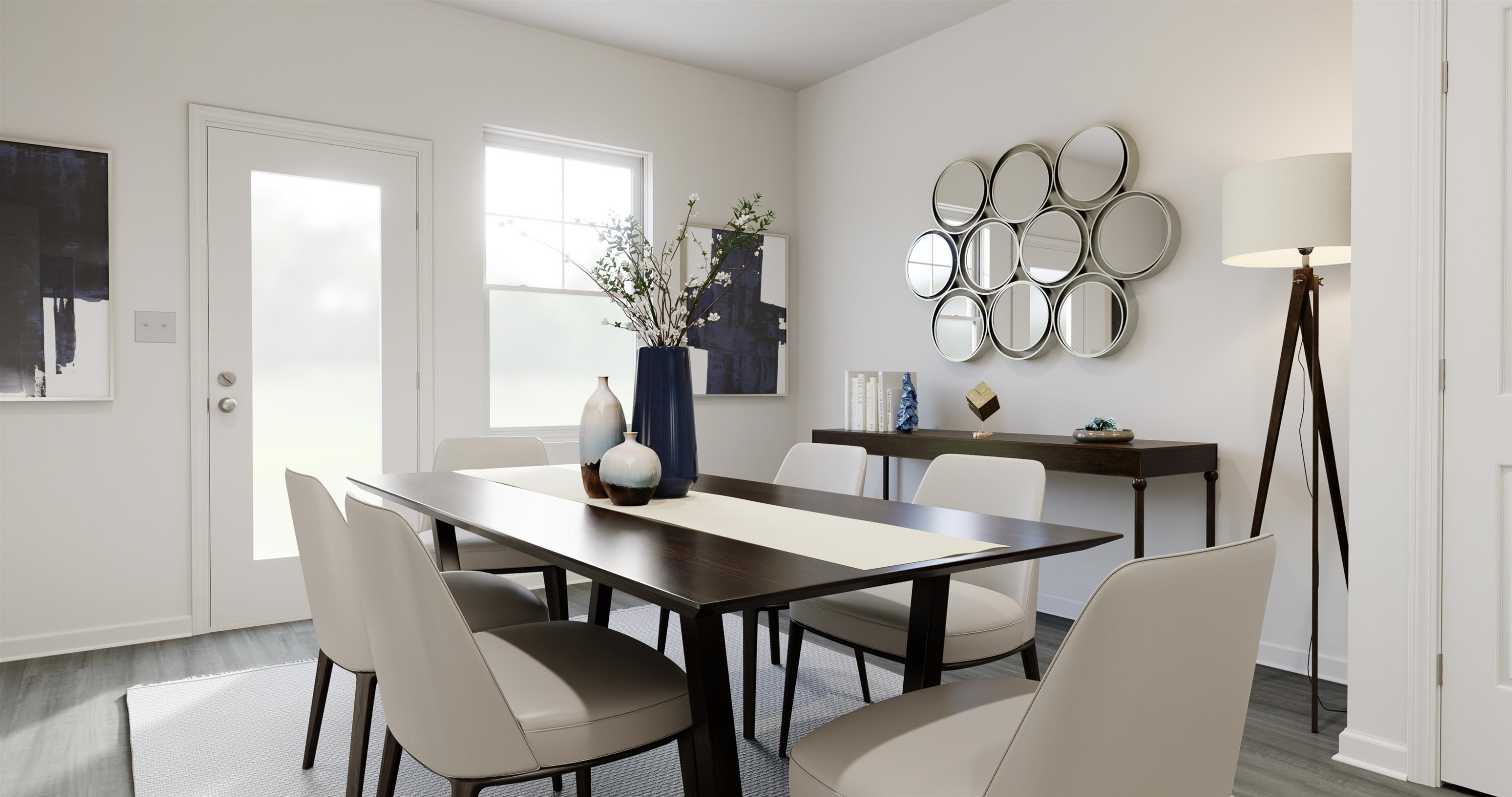 5019 Microcline Trail, Unit 813 MEREDITH B Raleigh, NC 27610 - Photo 7 of 16 a view of a dining room with furniture and wooden floor
