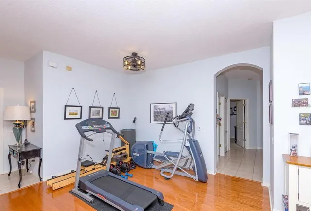 a view of a room with gym equipment