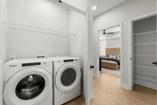 a utility room with dryer and washer