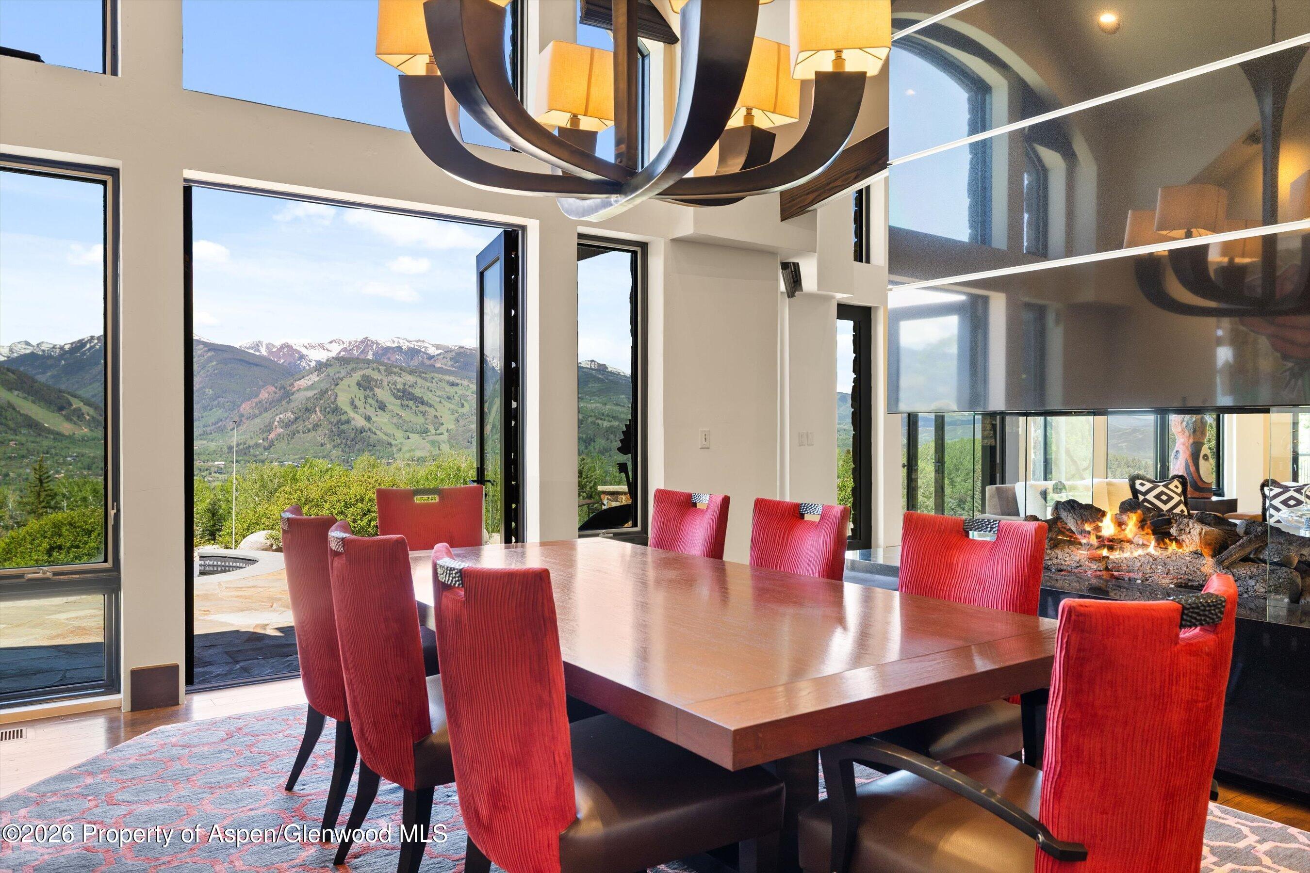 1682 Red Mountain Road Aspen, CO 81612 - Photo 14 of 42 Dining with View & Fireplace