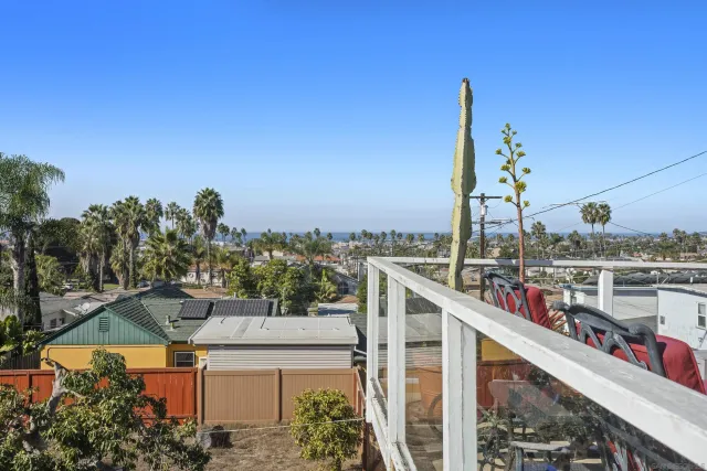 a view of a city from a balcony