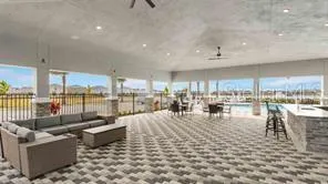 a view of a lake with a nearby beach