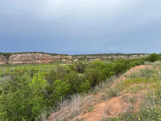 a view of a field with an outdoor space