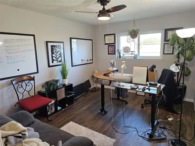 a workspace with furniture