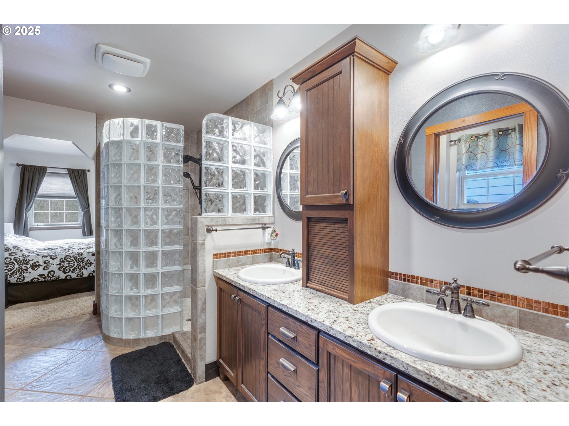 113 Garden Lane Winlock, WA 98596 - Photo 13 of 33 a bathroom with a granite countertop double vanity sink mirror and tub