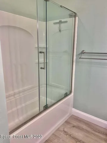 a bathroom with a bathtub
