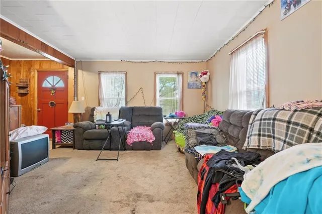 a bed room with a bed and a walk in closet