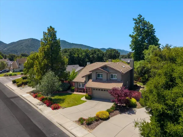 an aerial view of a house