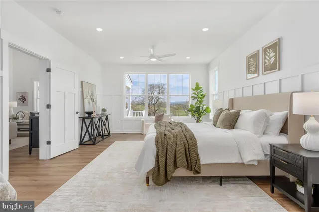 a bed room with a bed and a couch