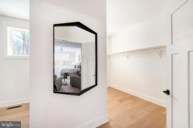 a bathroom with a mirror