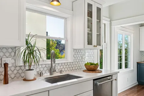a view of balcony and wooden floor