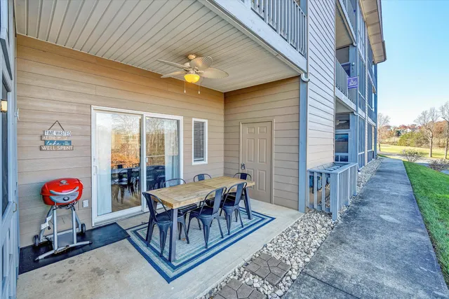 a outdoor space with chairs