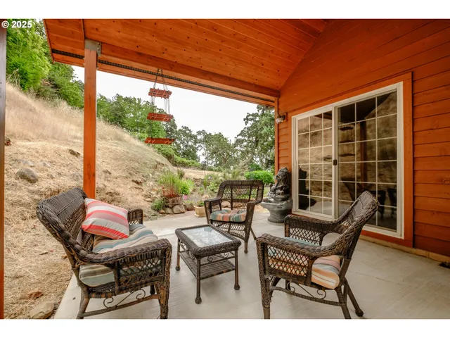 a outdoor view with a sitting space