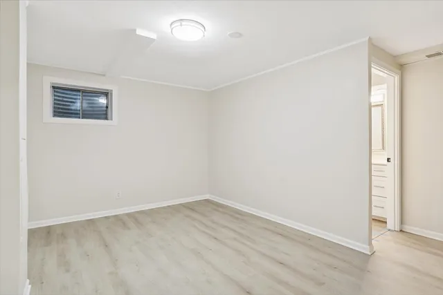 an empty room with a workbench