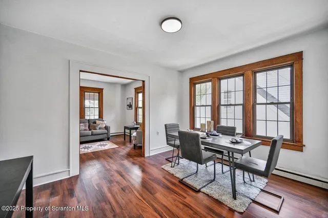 a workspace with wooden floor