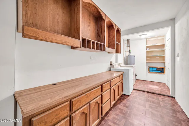 a hallway with appliances