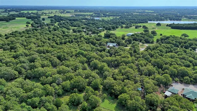 an aerial view of a houses with a yard