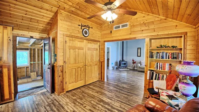 a view of livingroom with wooden floor