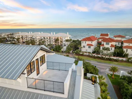 a view of city from terrace with seating space