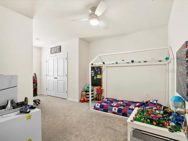 a room with flowers and toys