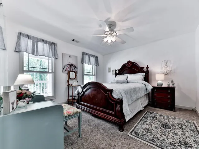 a view of a park with a slide